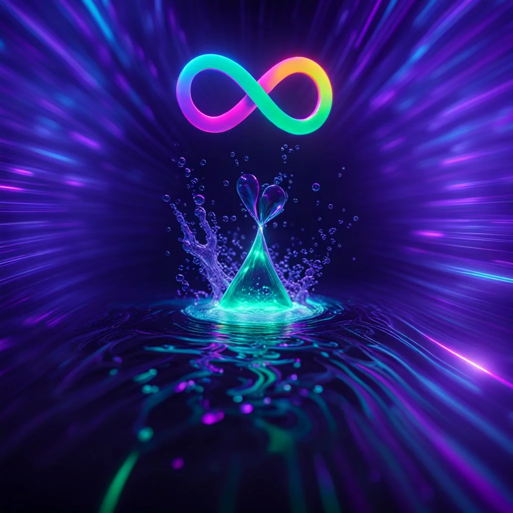 infinity symbol ∞ with vibrant single Plankton in water, striking, neon, chiaroscuro, dramatic, captivating, powerful, fantasy, beautiful, octane render, 16k post-production, artstation: award-winning: atmospheric: commanding: fantastical: clarity: ultra quality: striking: brilliance: stunning colors: amazing depth; lens: f/11, 35mm