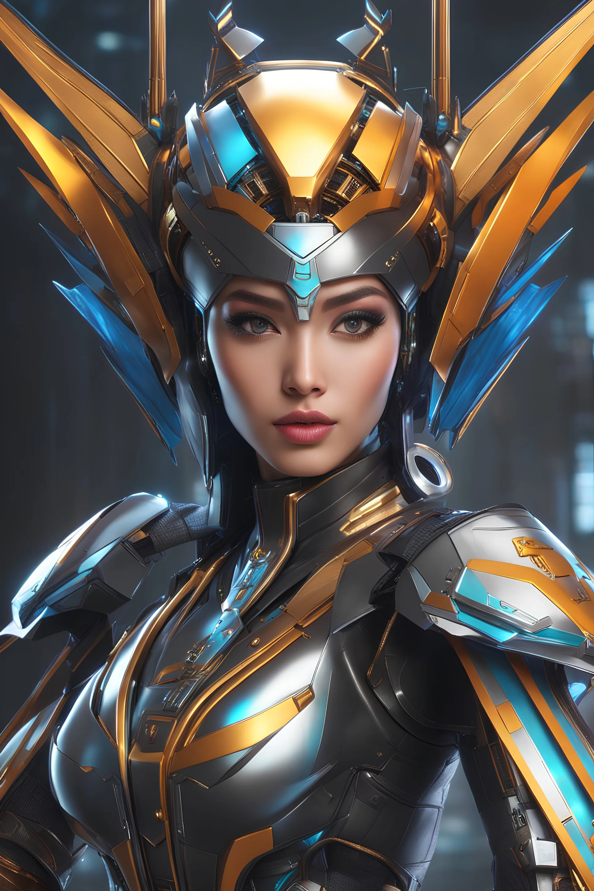 Angle Raw, cyber robot woman hijaber Indonesia ((masterpiece)), (beauty:1.3), iconic asp headpiece, UHD, 64K, hyperrealistic, vivid colors, , 8K resolution, throne room background with hieroglyphics, HDR depth, ultra detail, commanding regal aura, real photo