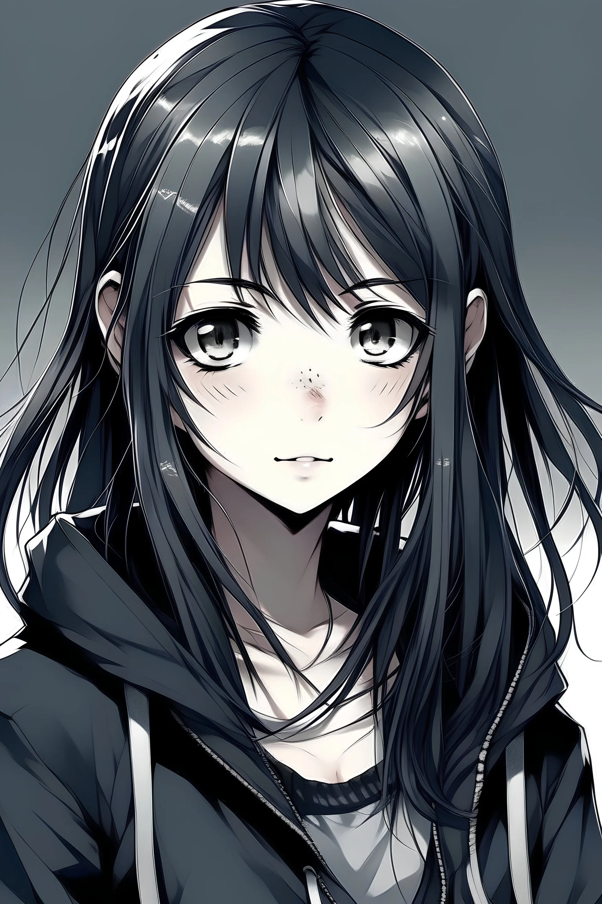 anime girl with emo style