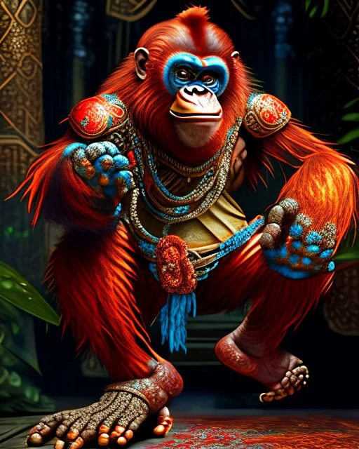 Ninja orangutan intricate hyper-detailed full body legs feet 8k