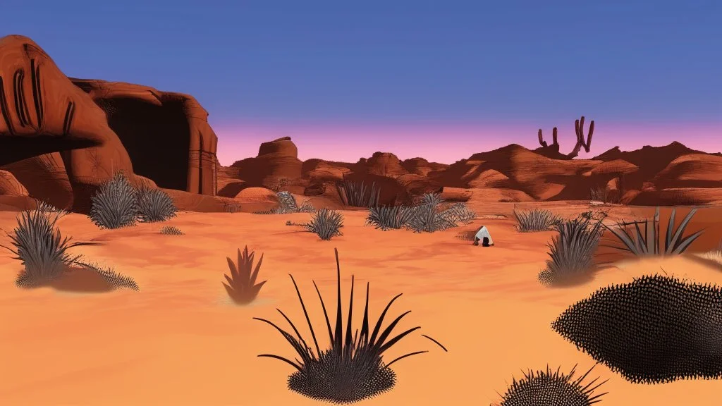 DESERT CITY FAR IN THE BACKGROUND COMIC STYLE