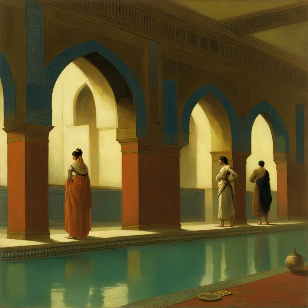 Jean-Leon Gerome: Pool in Harem (1875) Canvas Gallery Wrapped or Framed Giclee Wall Art Print (D6050)