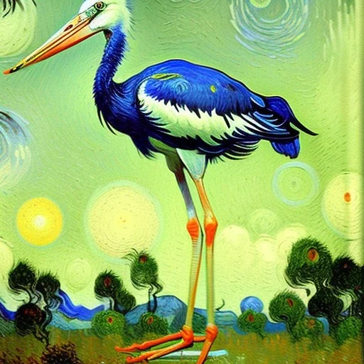  stork Bird by Van Gogh