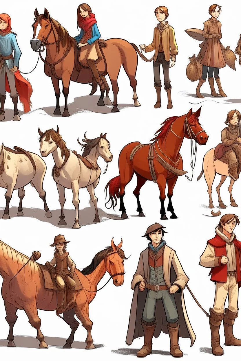 Draw me an image of harray potter characters, but all are horses