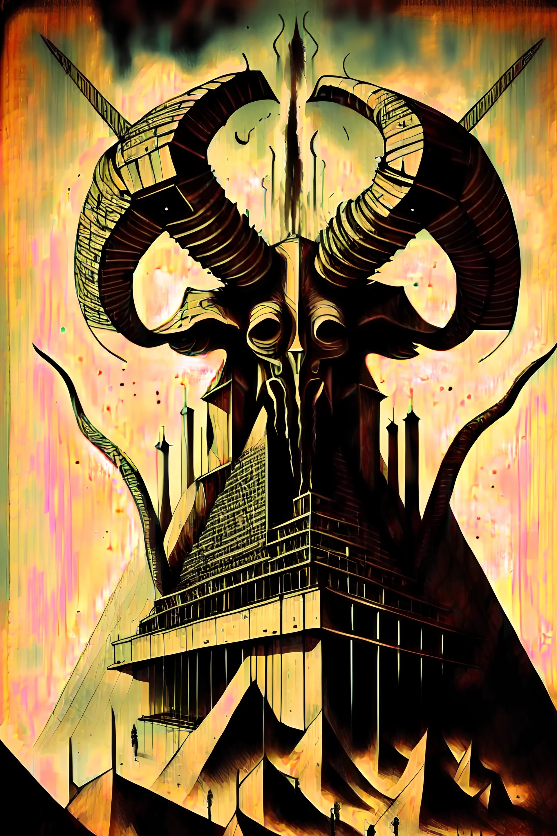 draw an abstract view of Moloch as if moloch is industry