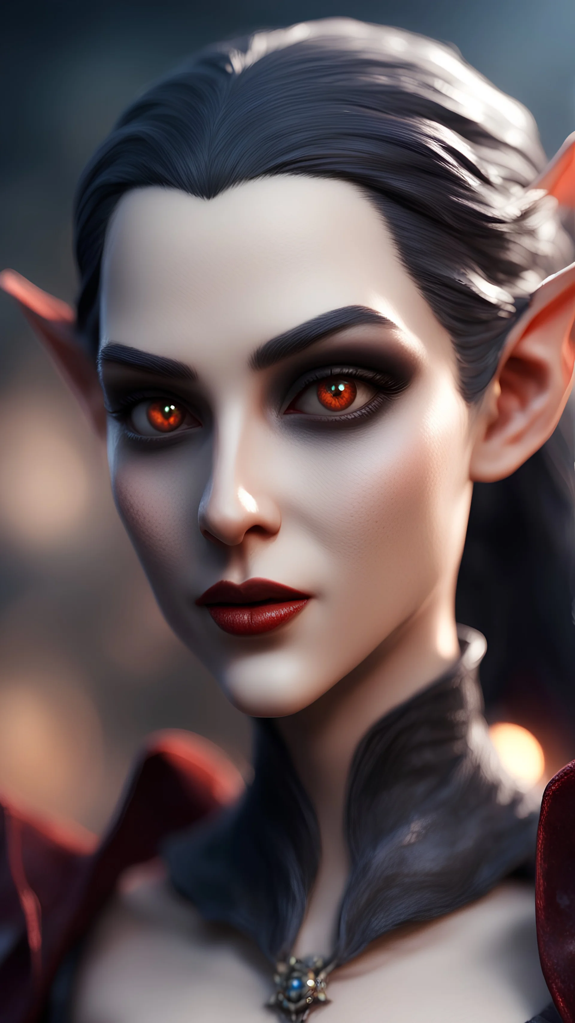 full figure female vampire elf from worms armageddon wearing makeup, bokeh like f/0.8, tilt-shift lens 8k, high detail, smooth render, down-light, unreal engine, prize winning