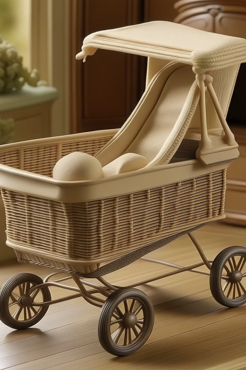 Vintage pram, natural, realistic