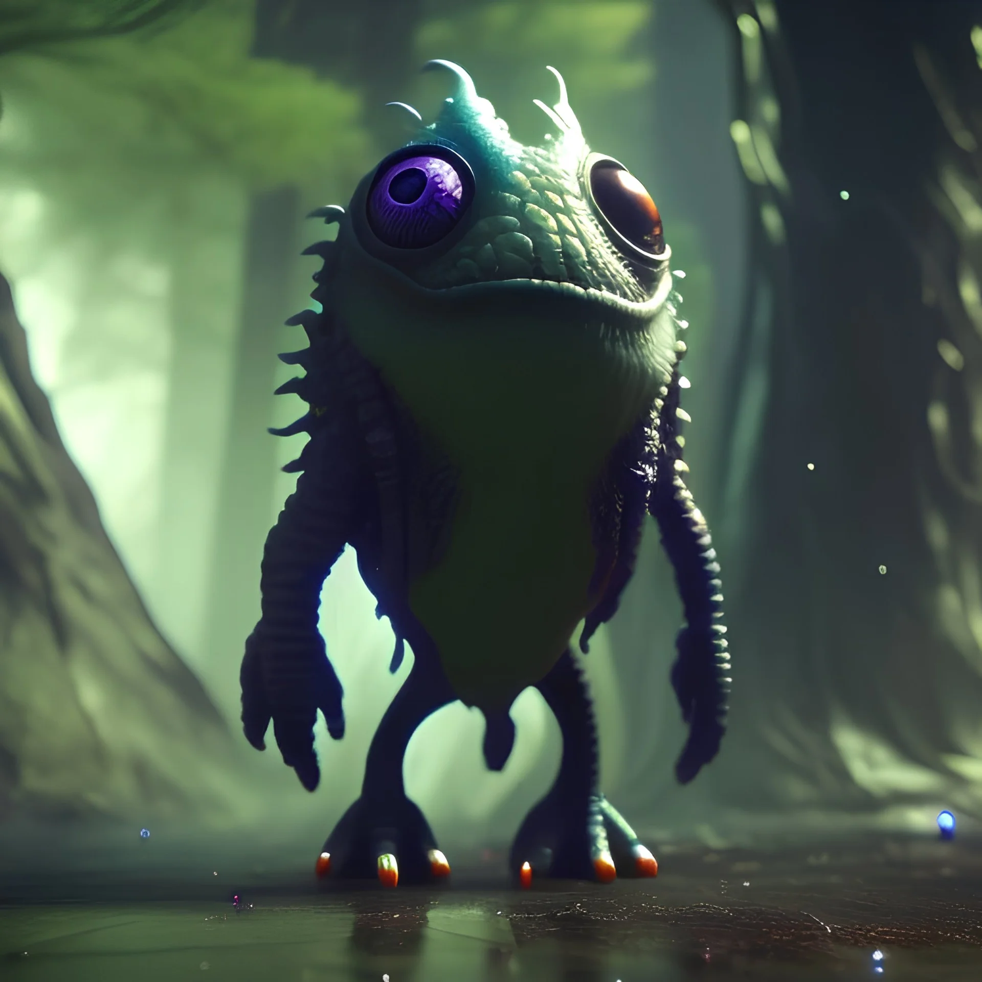 Cute fluid ink creature, big black eyes, unreal engine 5, 8k resolution, photorealistic, ultra detailed, by greg rutowski