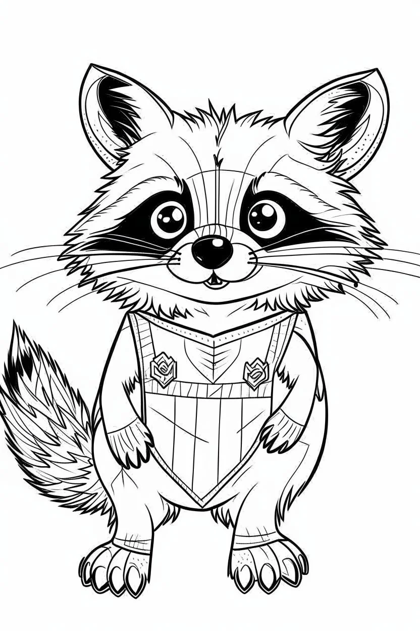 outline art for Raccoon Kit coloring pages with sitch, white background, Sketch style, full body, only use outline, toddlers style, clean line art, white background, no shadows and clear and well outlined.