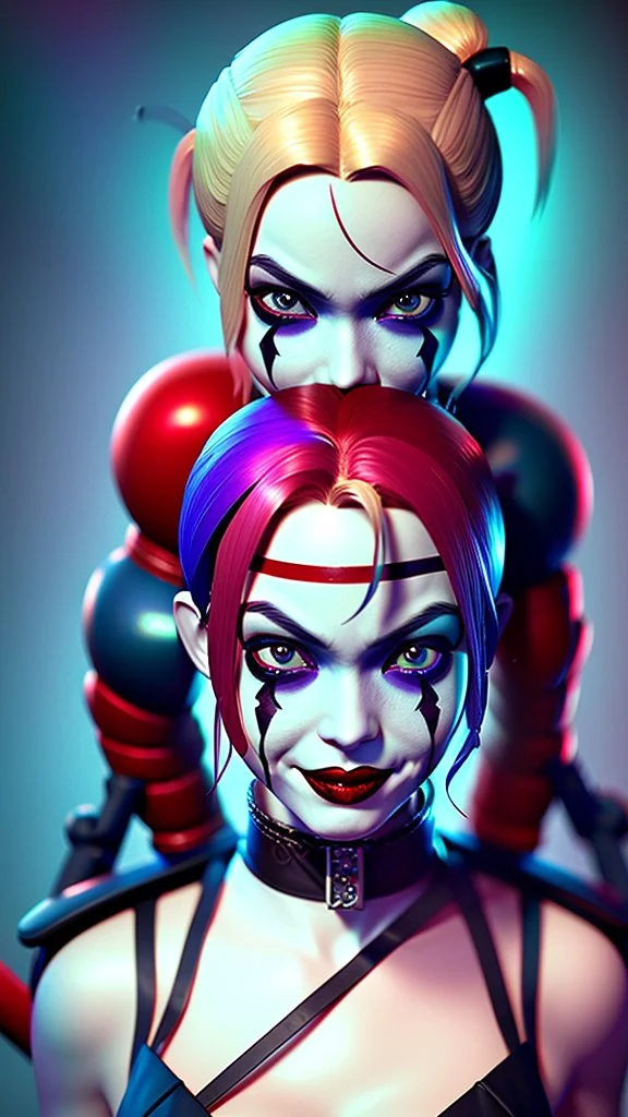 Harley Quinn, violent, high delicate defined details, beautiful, atmospheric, matte, 3 d 8 k octane rendered, sharp focus, illustration, high detail, ultra realistic, highly saturated colors