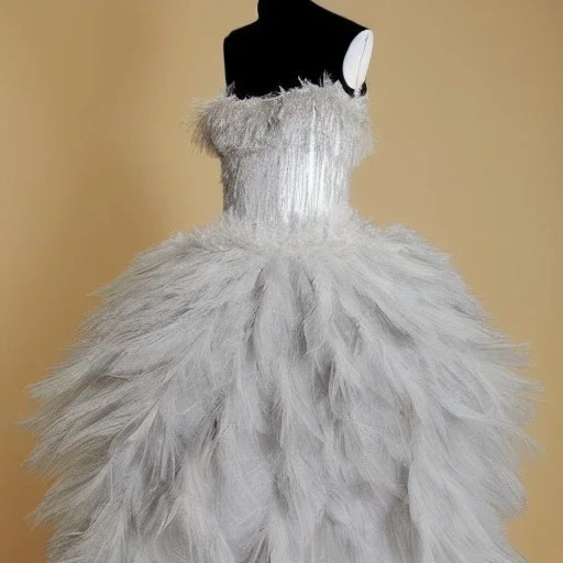 dress made out of feathers, tulle, ballerina, ballgown