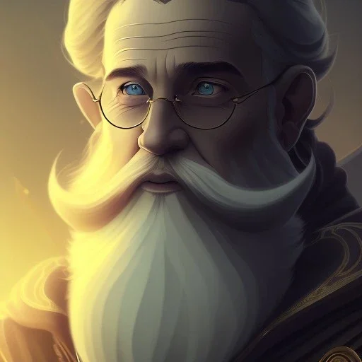 Portrait of old "Wizard Merlín" with long beard long white hear and mid-12th century sorcer apparel.extremely detailed face,crystal clear Big eyes,perfectly centered image,intricate detail.Diseney style, korra character face style.and Kilian Eng art color