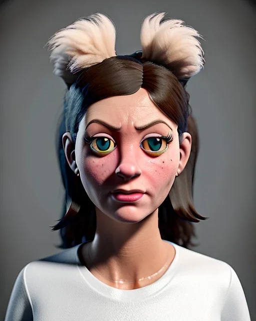 Portrait, hybrid character, waitress woman with monster muppet mask that covers her entire head, retro style, Sesame Street style, smooth, unreal engine 5, god lights, ray tracing, RTX, lumen lighting, ultra detail, volumetric lighting, 3d.