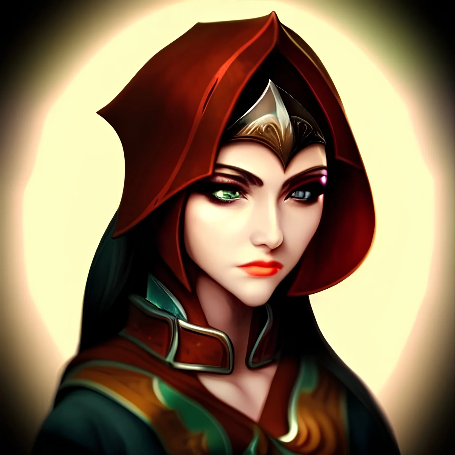female, cleric, attractive, fantasy, portrait, dramatic lighting, perfect features sharp focus, low key lighting, centered in frame, cleric costume