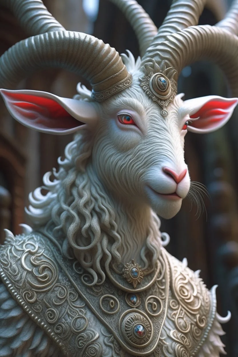 Goat creature , 3d 4k octane render, lifelike, photorealistic, artstation, illustration, smooth, sharp focus, ornate, intricate, complex, highly detailed, digital painting, smooth, art by tom bagshaw, akihiko yosh