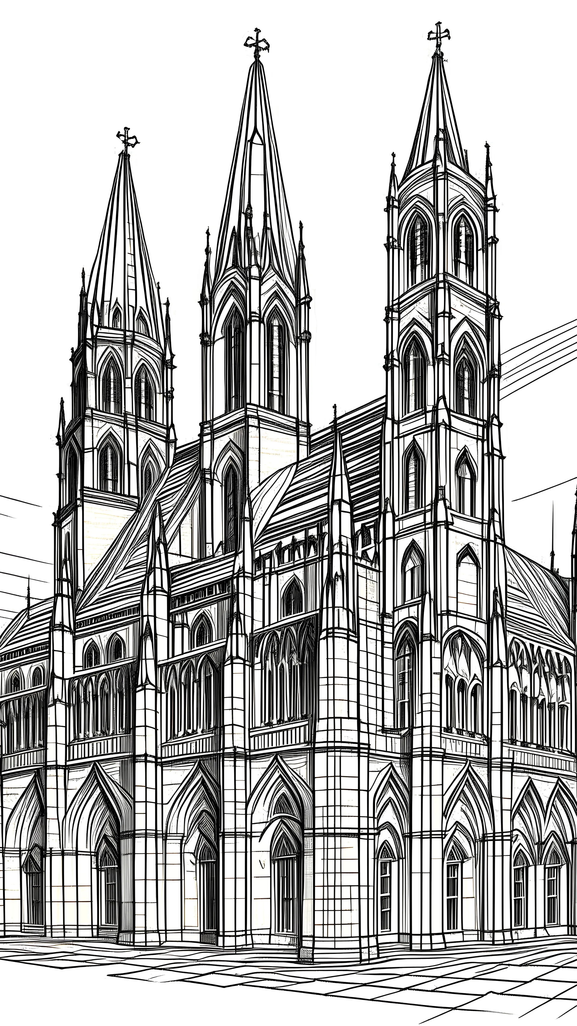 huge cathedral building sketch style