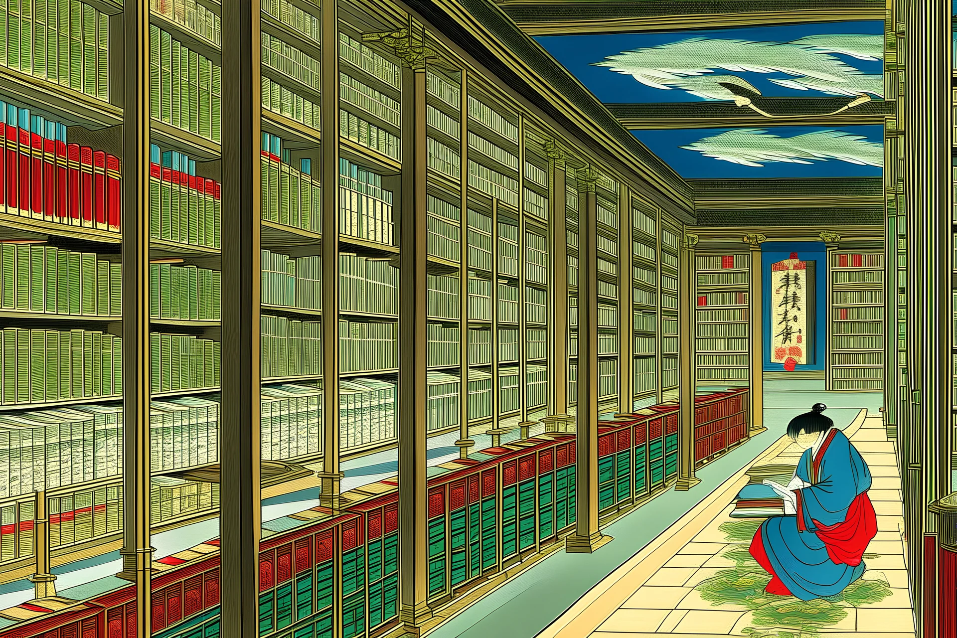 Mystical Library painted by Utagawa Hiroshige