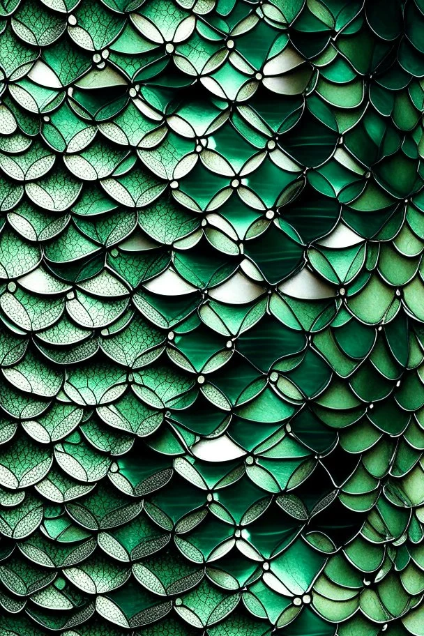 Seamless Green and silver Fishscale Pattern Shimmering Scales in Harmonious Motion