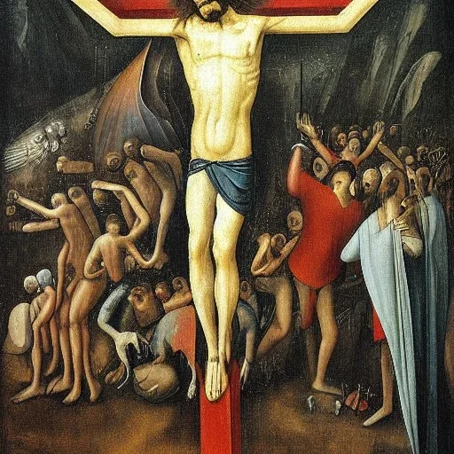 Satan crucified painting by bosch