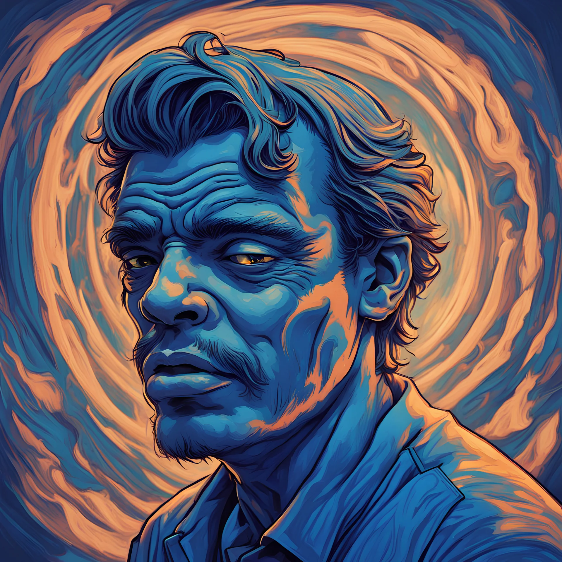 Burne's Blues, in warped art style