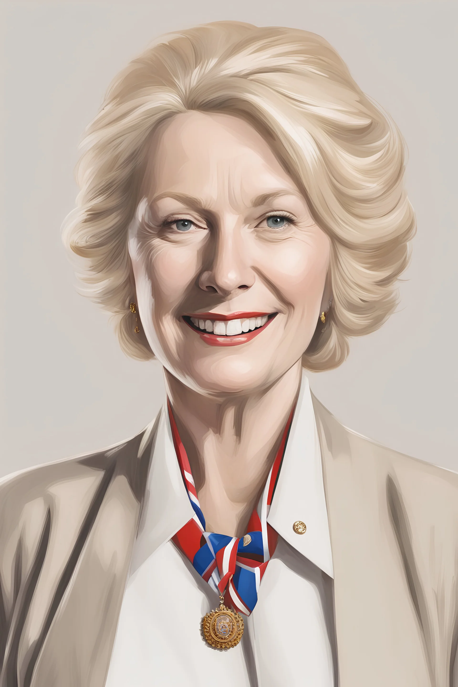 Portrait of a blonde british 50 year old female politician by Neale Worley