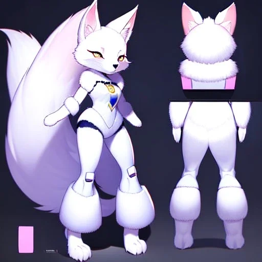  a fox fursona, well drawn, 8k, high quality, realistic, masterfully drawn, fur, furry, fursona reference sheet, in frame, full body portrait, anthropomorphic, screen for a face, cyberpunk, backlighting, soft coloring, pastel coloring, animal legs