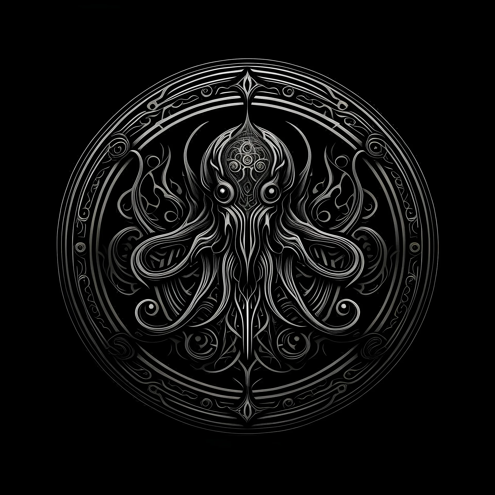 Logotipo Misterioso, arte sombria abstrata chamado de chucthullo