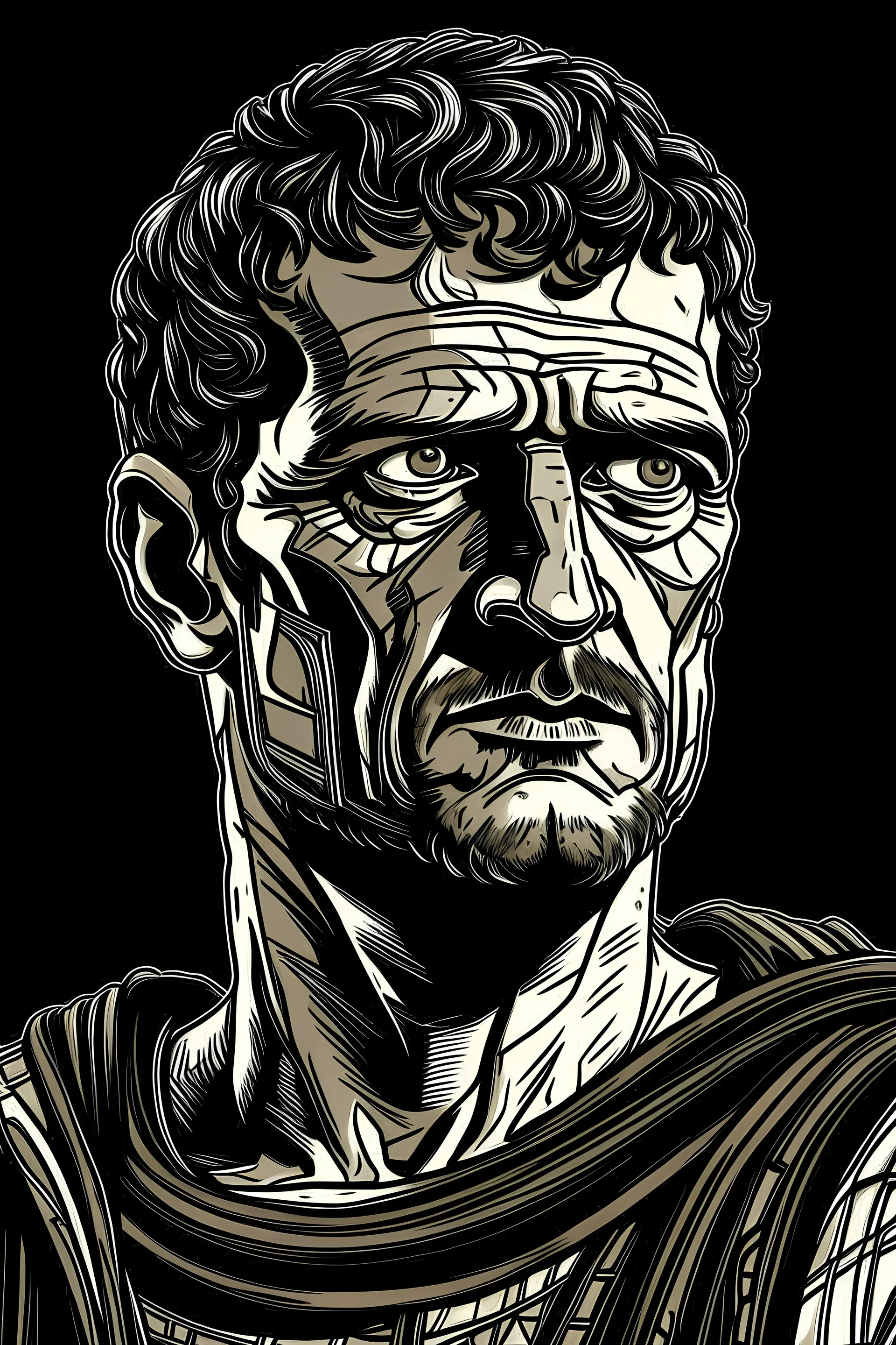 portrait roman mark antony black comic style