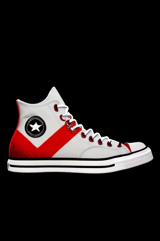 A red converse sneaker, superman theme on material