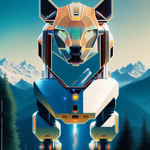 fullbody Drawing of 'Robot Wolf',intricate detail,andrea bonelli,Kilian Eng,Ohrai,evan lee,Aleksandr Sidelnikov,KyuYong Eom,three quarters frontal aerial view,toned colors,16k