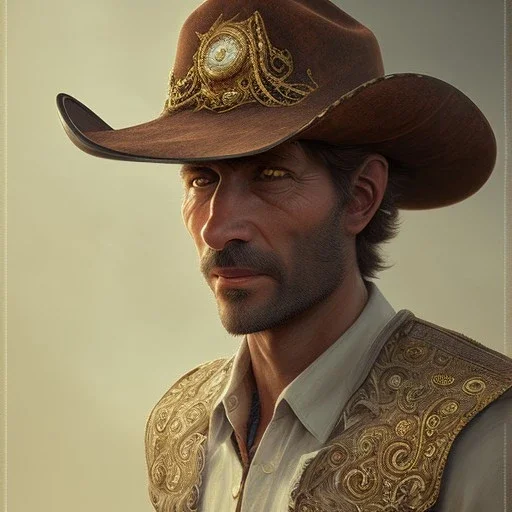 cowboy sherif face hat.intricate detail,.Style, by andrea bonelli,by Jean Baptiste Monge,by Tiziano Sclavi.