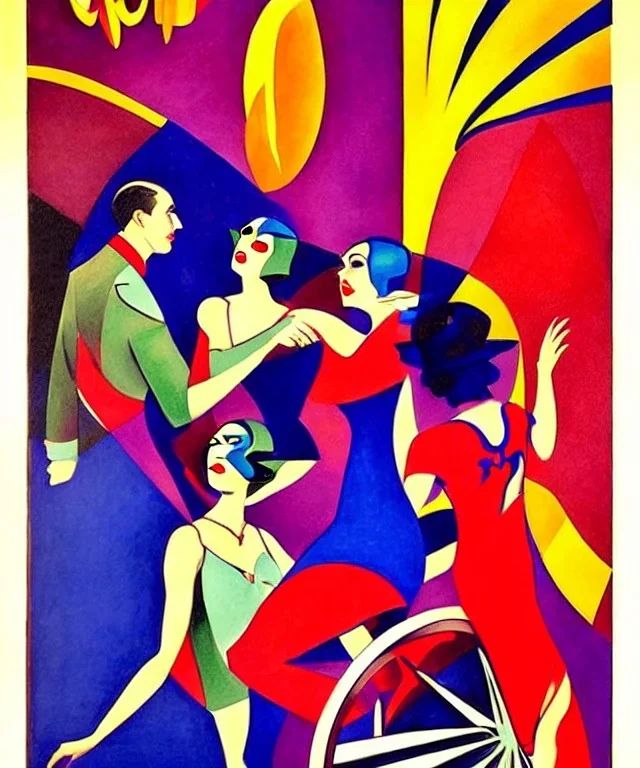 Art by "Guillermo Pérez Villalta". Vivid colors contrasts in an impressive way. End of the roaring twenties of the twentieth century.