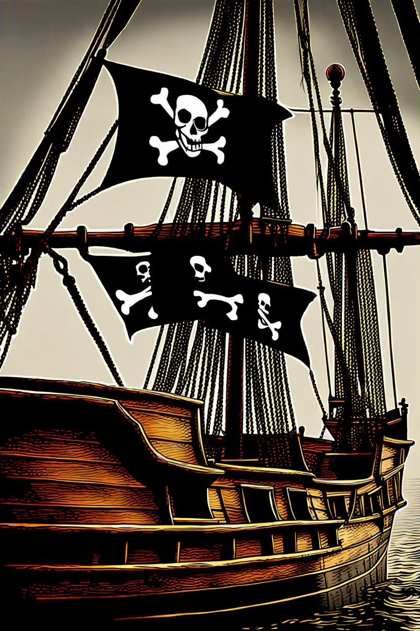 Jolly Roger on a pirate ship