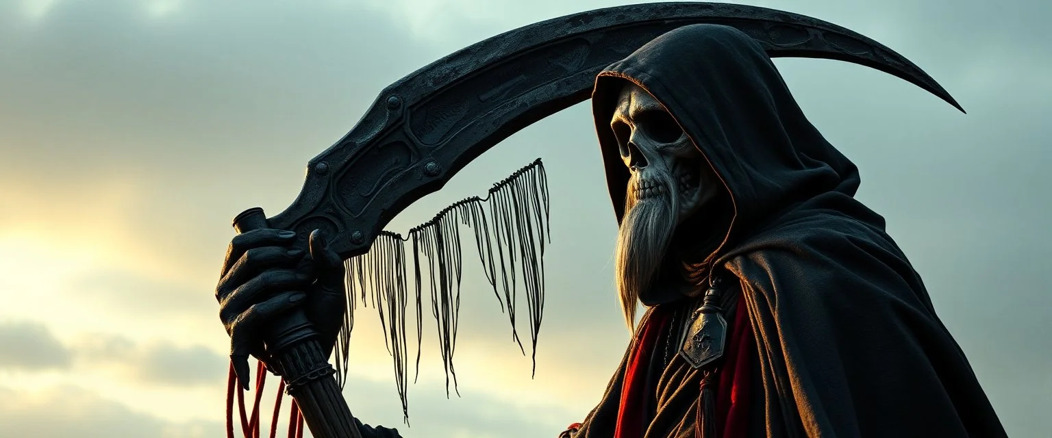 grim reaper werewolf cape harlekin, morning , scimitar, together with norwegian folk lore "pesta"
