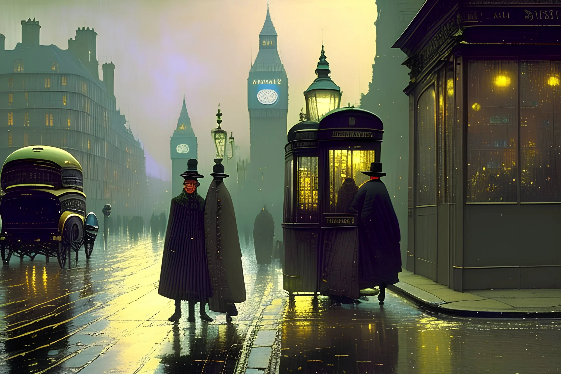 London street, style John Atkinson Grimshaw