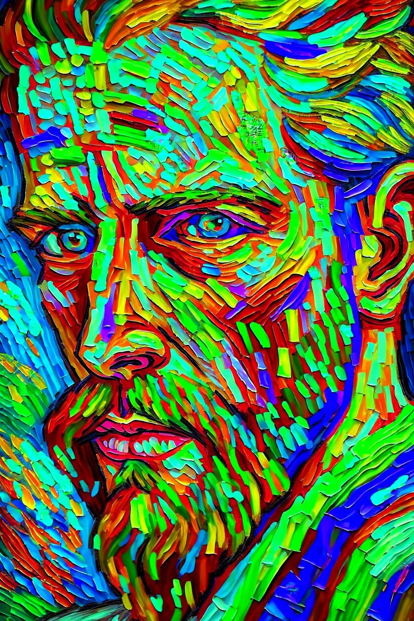 Van gough inspirated anime close up portrait, impasto style