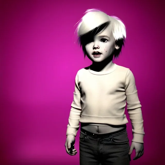 Andy warhol toddler, full body, soft skin, dramatic lighting, hyper realistic