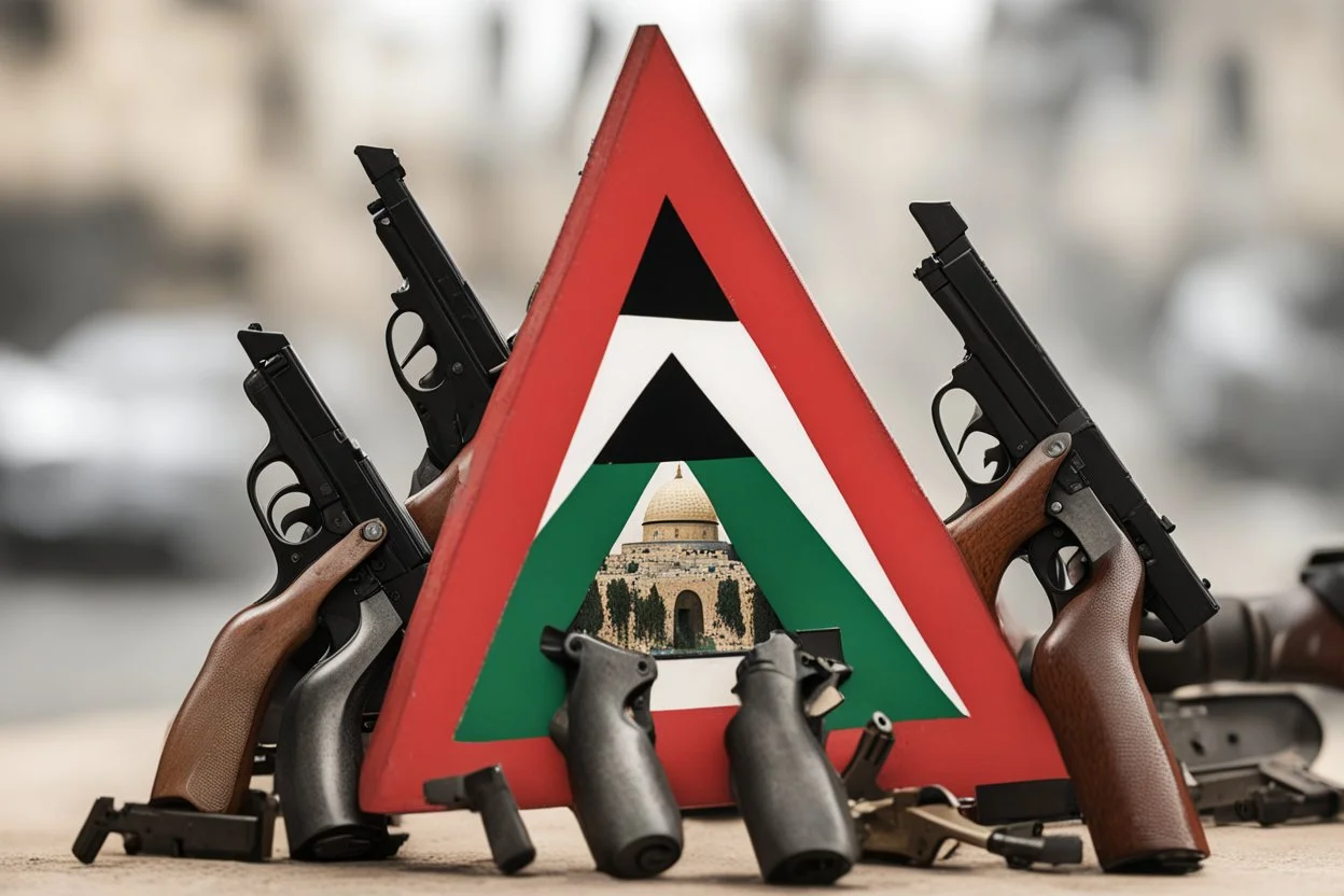 palestine guns and upside down red triangle