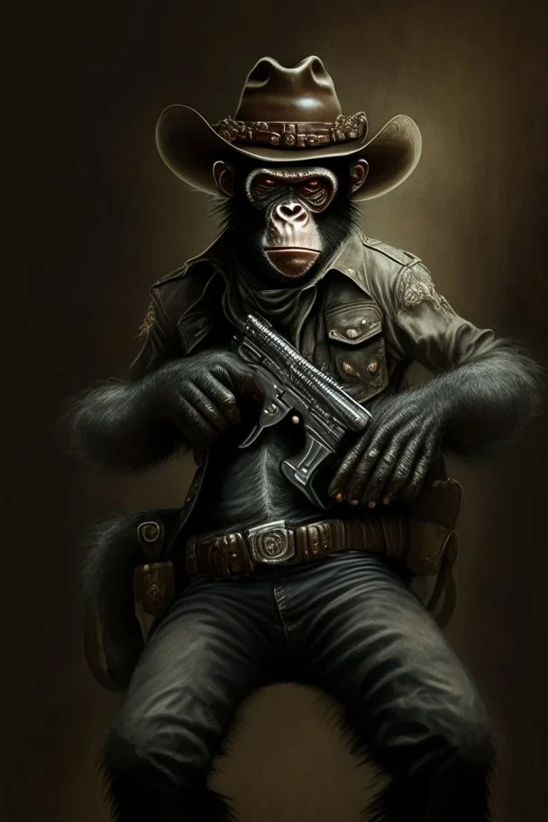 dark monkey cowboy with 2 pistols