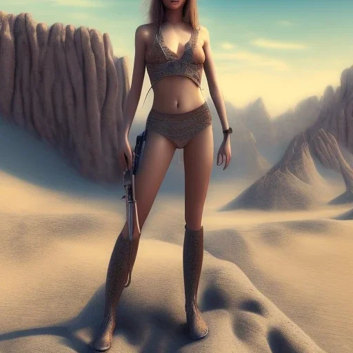 4k realistic woman in a desert