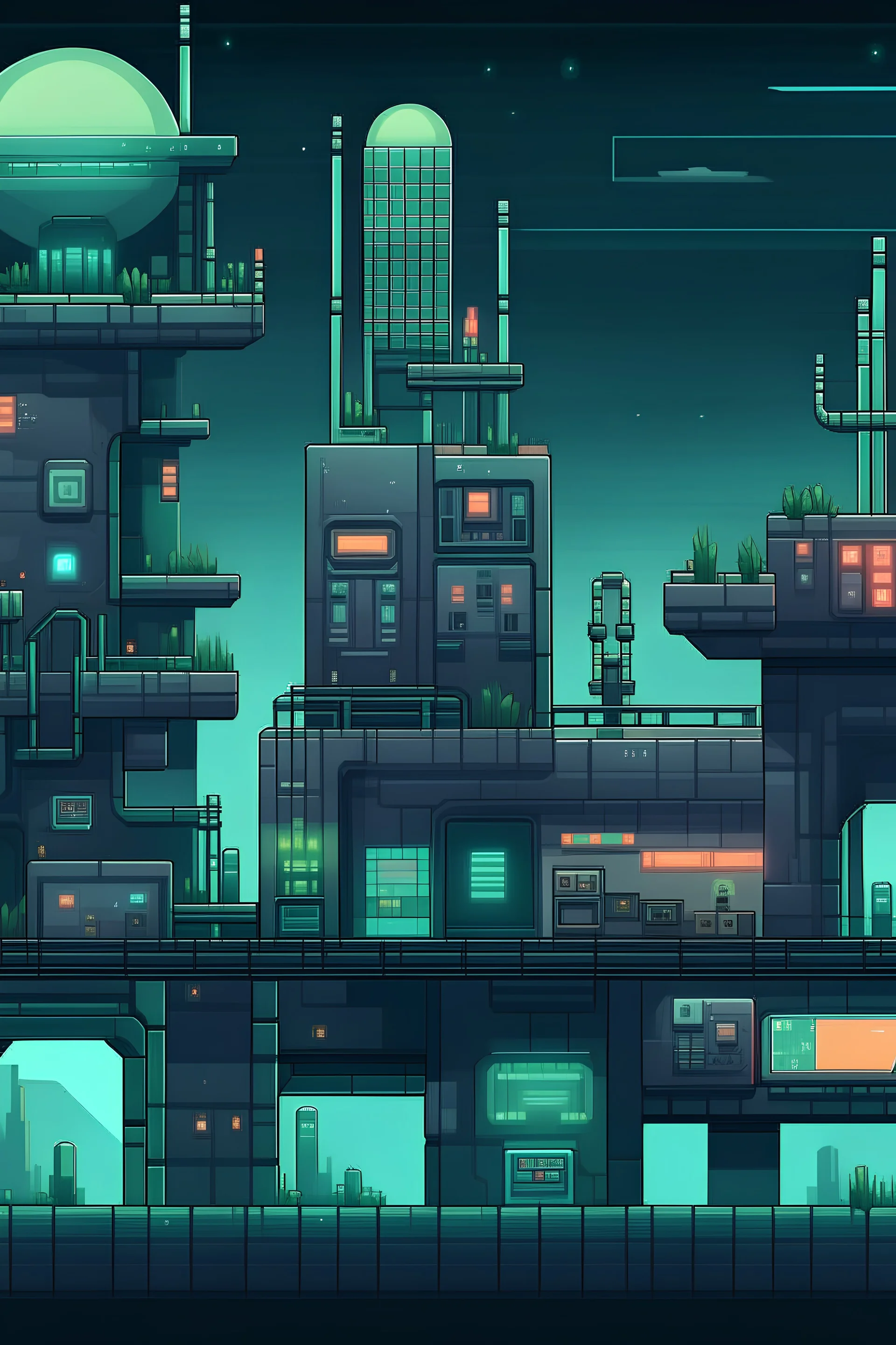 Create a tileset for futuristic houses for a city in 2035 for a 2d rpg game