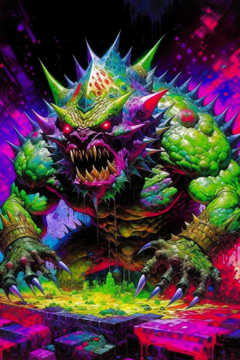 a highly detailed extremely beautiful iridescent laser shaded painting of a ultra wrathful vibrant isometric futuristic abomination nightmare monster god of chaos, dimensional perspective, galaxies, universal, prismatic, visionary, gothic, powerful, Triumphant, ornate, sci-fi, cinematic action horror, dramatic, epic fantasy art, rich deep colors, by adrian ghenie, michael whelan, Gerhard richter, Lisa frank, Kinkade, part by Dan Mumford, art by takato yamamoto, Gediminas Pranckevicius, masterpi