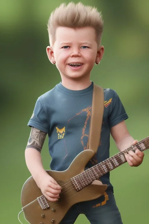 James hetfield toddler, full body, bokeh,hyper realistic