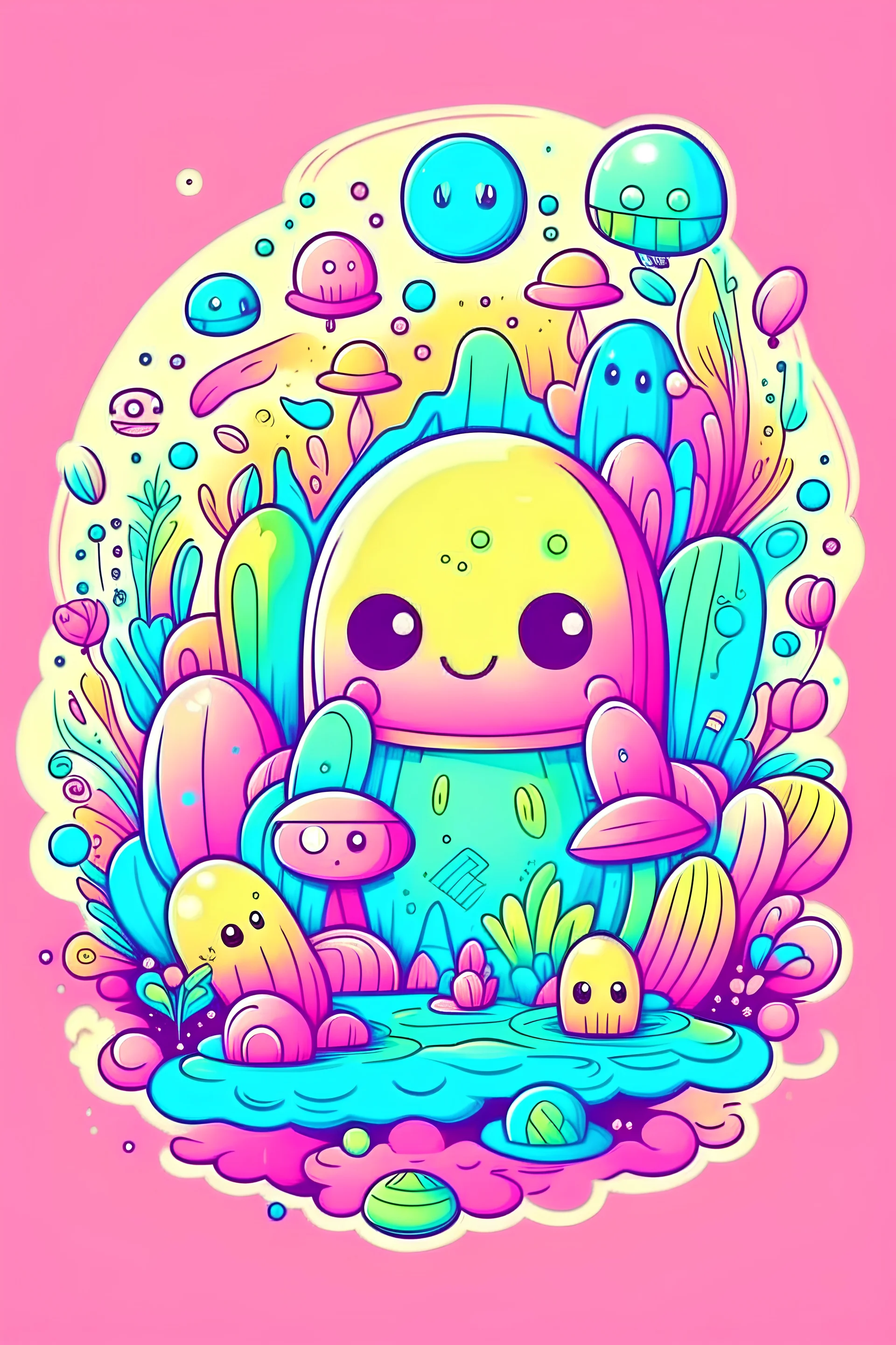 vibrant pastel image for a t shirt design with cute messege