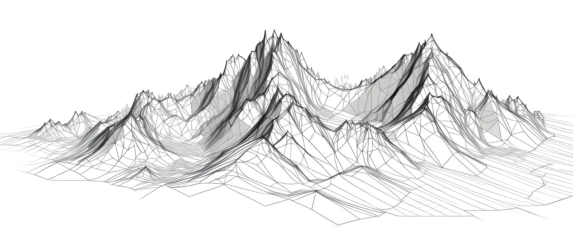 generiere ein Bergpanorama gezeichnet