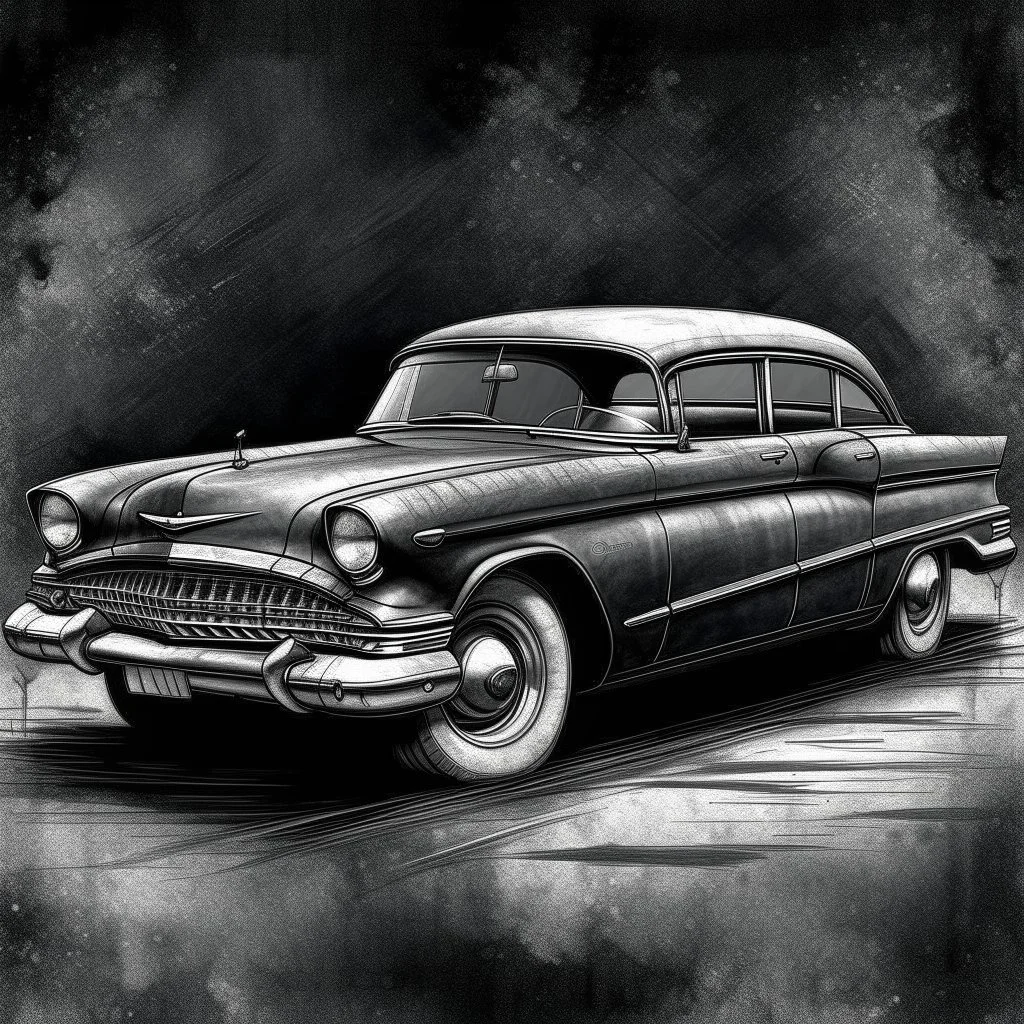 An old classic car 1900 a full side view , Hyper Realistic Aerial Grungy Dark-Grey Brush strokes on a dark rustic background with charcoals
