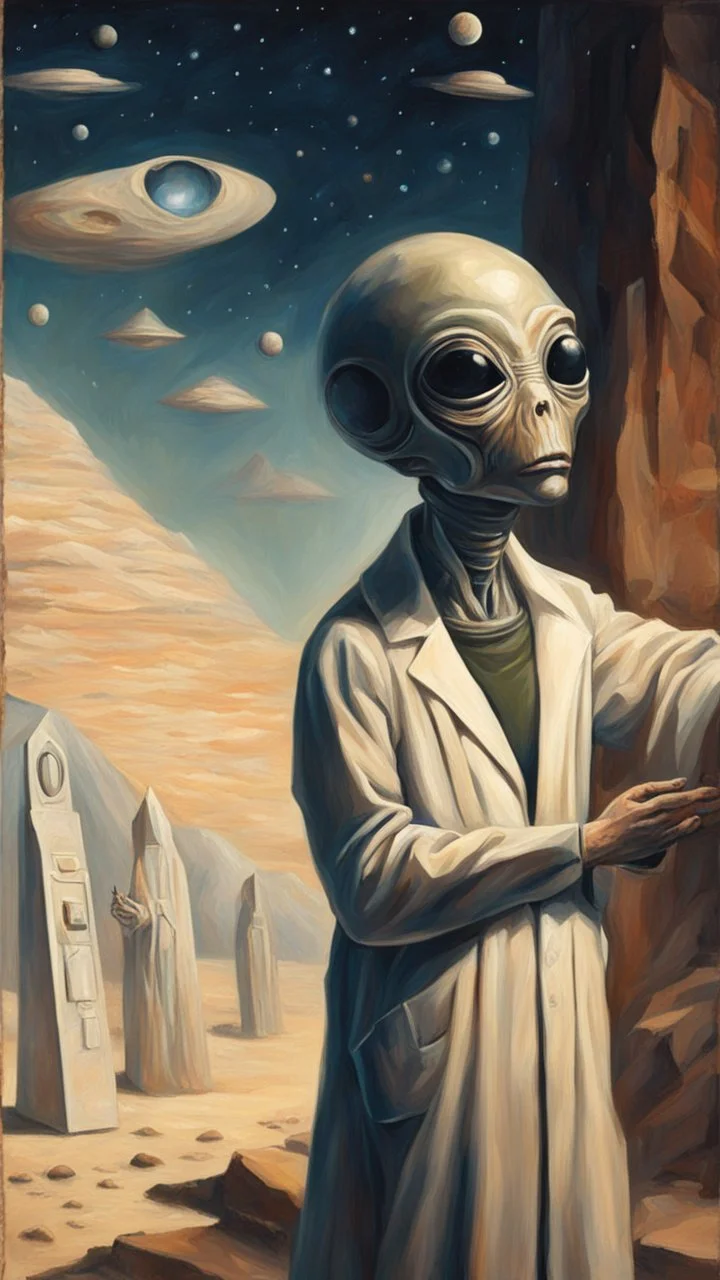 oil painting, Believing the strangest things, loving the alien And your prayers they break the sky in two