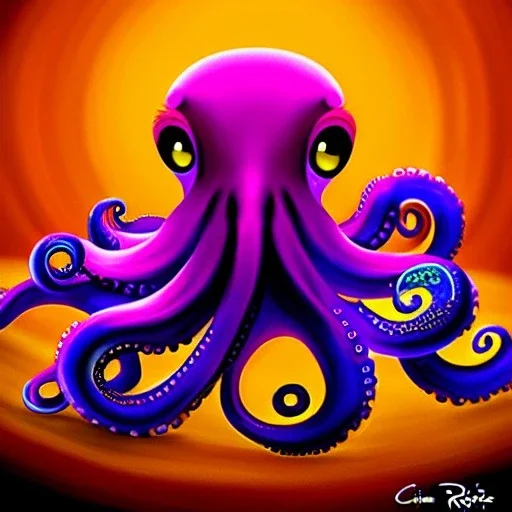 portrait of an octopus in the style of Chris Ryniak