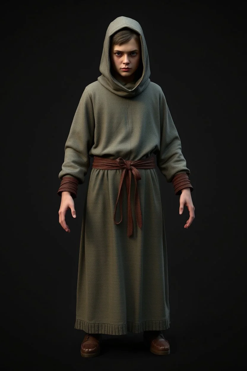 young russian monk for a horror , silent hill style, 3d model, t-pose, full length