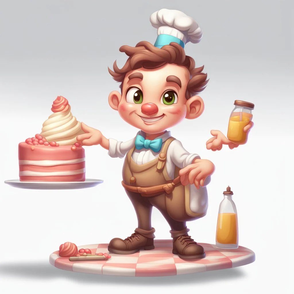 a cartoon character thirty years old confectioner , an ultrafine detailed painting by senior character artist, featured on polycount, sots art, artstation hd, 2d game art, behance hd